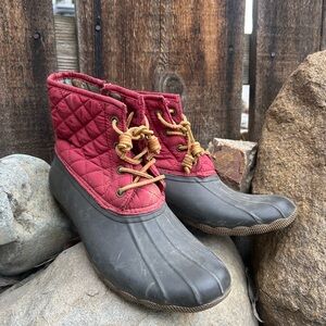 Sperry Women's Quilted Red and Gray Duck Boots